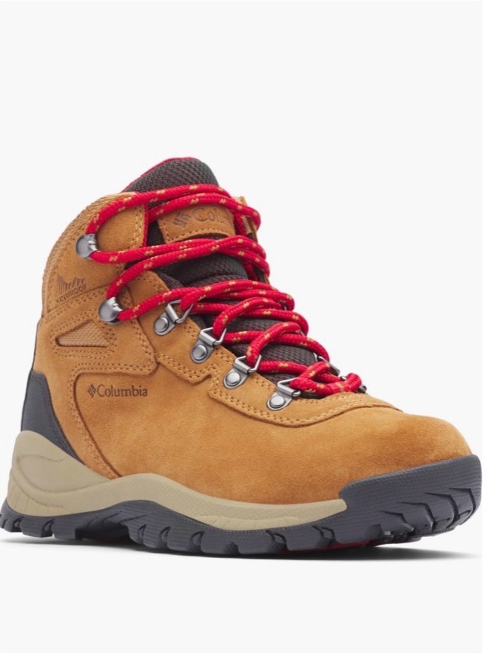 NWT Columbia Newton Ridge Brown Suede Hiking Boots with Red Laces